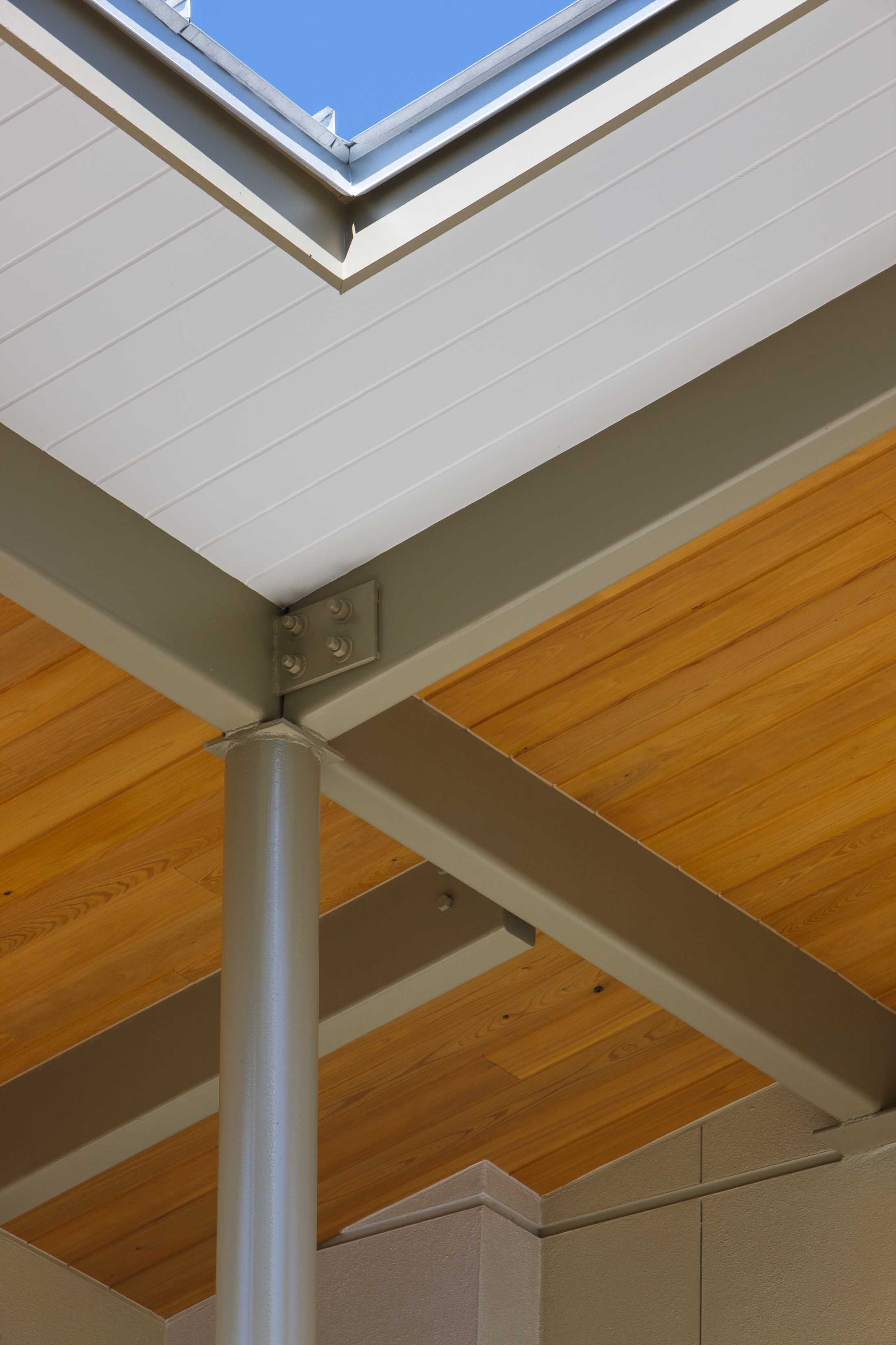 Image of steel support beams for roof system