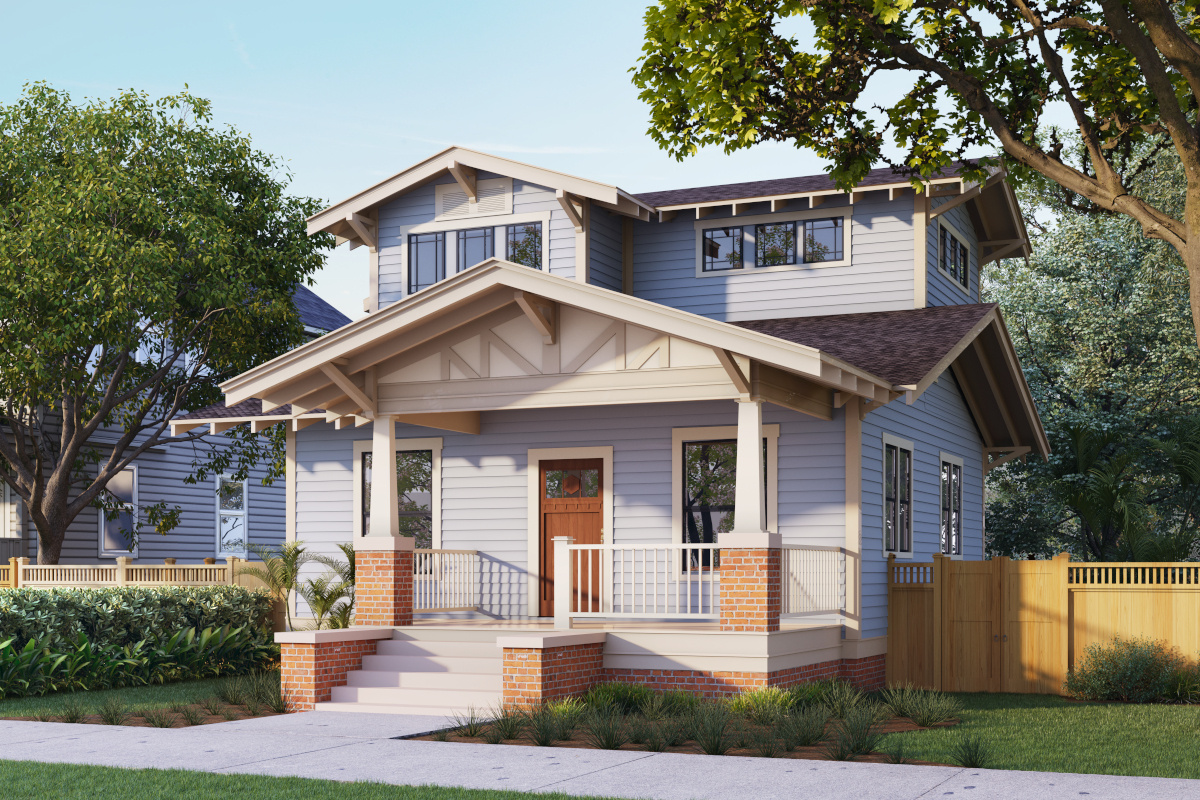 Image of colonial home with light blue siding and black shingle roof